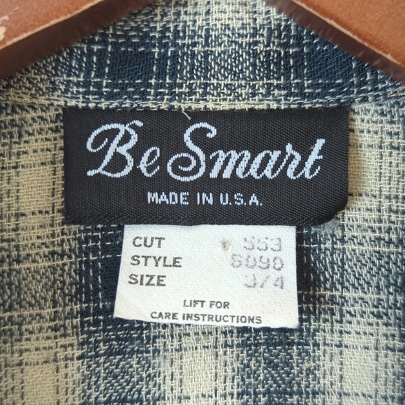 Be Smart 80's Vintage Classic Plaid Short Sleeve Wide Leg Romper Navy Cream 3/4 - Picture 5 of 16